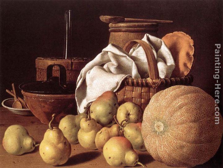 Luis Melendez Still-Life with Melon and Pears
